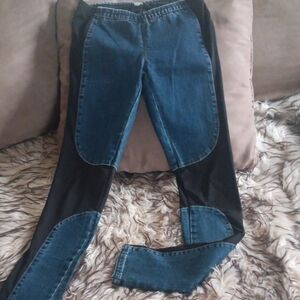 Uaio Women's Denim and Black Jeggings